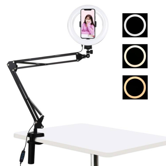 Desktop arm stand Puluz with 20cm LED Vlogging Ring PKT3089B Desktop arm stand Puluz with 20cm LED Vlogging Ring PKT3089B