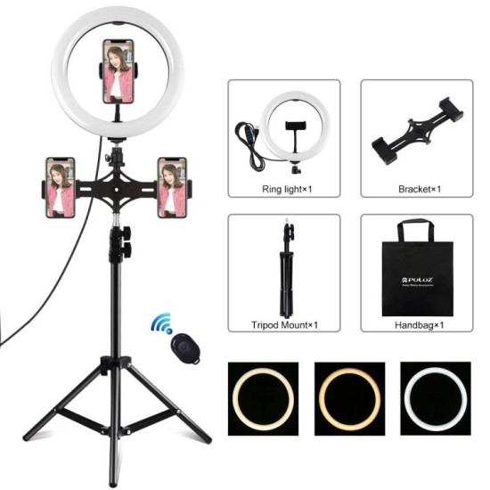 Tripod Mount Puluz with 26cm LED Ring Vlogging 1,1m PKT3070B Tripod Mount Puluz with 26cm LED Ring Vlogging 1,1m PKT3070B
