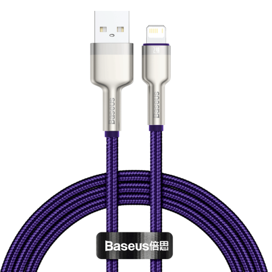 Baseus Καλώδιο USB σε Lightning Cafule, 2.4A, 1m (Μοβ) Baseus Καλώδιο USB σε Lightning Cafule, 2.4A, 1m (Μοβ)
