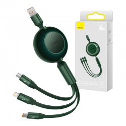 Baseus Καλώδιο USB 3σε1 για MicroUSB/USB-C/Lightning Bright Mirror 3, 66W/2A 1.1m (Πράσινο)