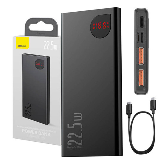 Baseus Powerbank Adaman Metal 10000mAh, 2xUSB, USB-C, Lightning, Micro USB 22.5W (Μαύρο) Baseus Powerbank Adaman Metal 10000mAh, 2xUSB, USB-C, Lightning, Micro USB 22.5W (Μαύρο)