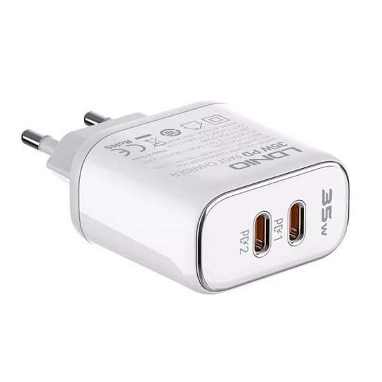 Wall charger LDNIO A2528M 2USB-C for Apple + USB-C - Lightning Cable Wall charger LDNIO A2528M 2USB-C for Apple + USB-C - Lightning Cable