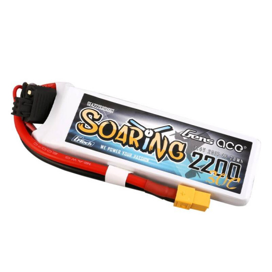 Gens Ace G-Tech Soaring 2200mAh 7.4V 30C 2S1P XT60 Battery Gens Ace G-Tech Soaring 2200mAh 7.4V 30C 2S1P XT60 Battery
