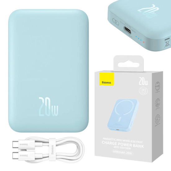 Powerbank Baseus Magnetic Mini 6000mAh, USB-C 20W MagSafe (blue) Powerbank Baseus Magnetic Mini 6000mAh, USB-C 20W MagSafe (blue)