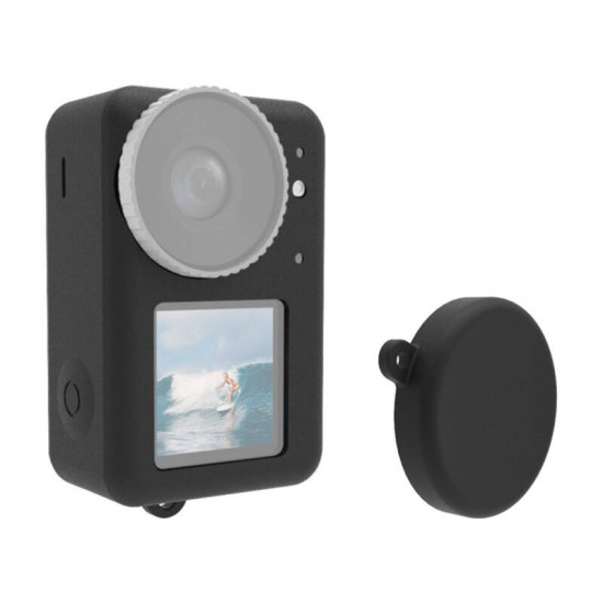 Silicone case Puluz for DJI Osmo Action 3 / 4 / 5 Pro with lens cover (black) Silicone case Puluz for DJI Osmo Action 3 / 4 / 5 Pro with lens cover (black)