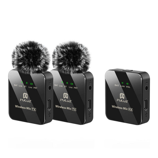 Wireless Lavalier Microphone PULUZ 2 TX + 1 RX Wireless Lavalier Microphone PULUZ 2 TX + 1 RX