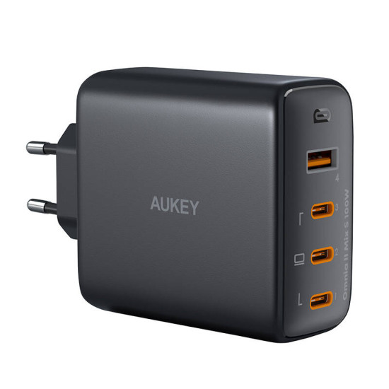 Wall charger Aukey PA-B7S, 1xUSB-A, 3xUSB-C, 100W GaN (black) Wall charger Aukey PA-B7S, 1xUSB-A, 3xUSB-C, 100W GaN (black)