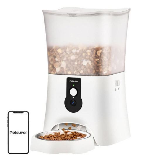 Smart food dispenser with camera Petsuper PF01-2 WiFi 5L (white) Smart food dispenser with camera Petsuper PF01-2 WiFi 5L (white)