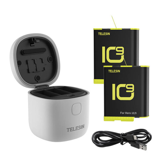 Allin box Αδιάβροχος φορτιστής τριών καναλιών Telesin + 2 μπαταρίες για GoPro Hero 12 / Hero 11 / Hero 10 / Hero 9 (GP-BTR-905-GY-B) Allin box Αδιάβροχος φορτιστής τριών καναλιών Telesin + 2 μπαταρίες για GoPro Hero 12 / Hero 11 / Hero 10 / Hero 9 (GP-BTR-905-GY-B)