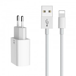 Duální USB nabíječka Mcdodo CH-6720 (EU) Lightning 1m Cestovní sada (bílá)