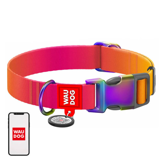 Nylon dog collar with QR code WAUDOG 15 mm wide, 25-35 cm long orange Nylon dog collar with QR code WAUDOG 15 mm wide, 25-35 cm long orange